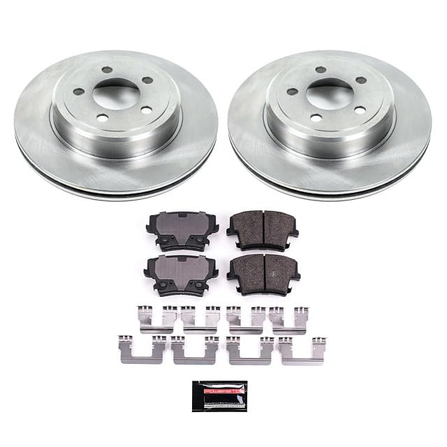 POWERSTOP Autospecialty KOE1720 Rear Replacement Brake Kit Brake Rotors and Ceramic Brake Pads For 2005-2021 Chrysler 300 300C | 2006-2022 Charger | 2009-2022 Challenger [Application Specific]