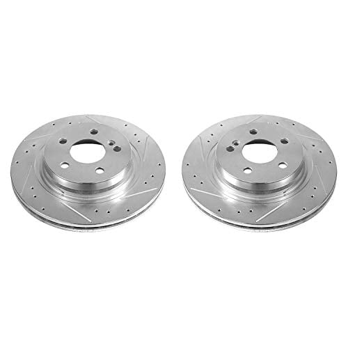 Power Stop Rear Drilled & Slotted Rotor Pair For Mercedes C250, C300, C350, E350, E400, E550 [Model Specific] EBR1048XPR