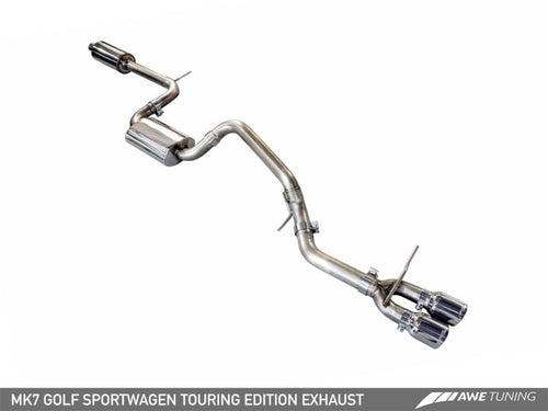 VW MK7 Golf SportWagen AWE Tuning Touring Edition Exhaust w/Chrome Silver Tips (90mm) - 3015-22048