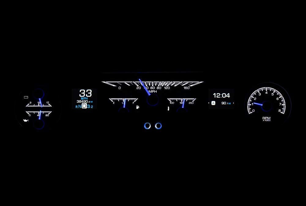 Dakota Digital HDX-64F-FAL-S Analog Gauge System Compatible with 1964-65 Ford Falcon, Ranchero and Mustang Silver Alloy