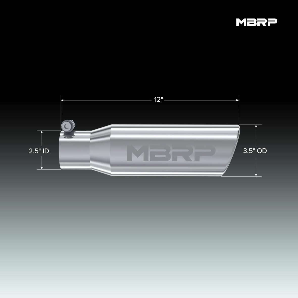 MBRP Tip T5113 (3 1/2" O.D. 2 1/2" Inlet Angled Rolled End 10" Length T304)