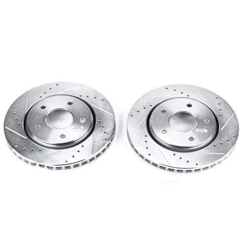 Power Stop Front AR8797XPR Rotor Pair Drilled & Slotted For Chrysler Town & Country, Dodge Grand Caravan, Dodge Journey, Ram C/V, VW Routan [Model Specific]