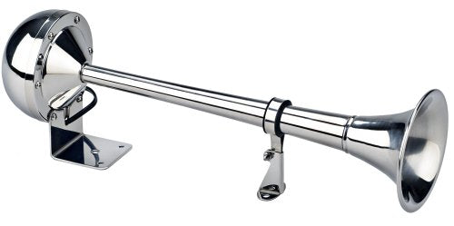 The Persuader Wolo (115) Stainless Steel Single Trumpet Horn - 12 Volt, High Tone, Chrome