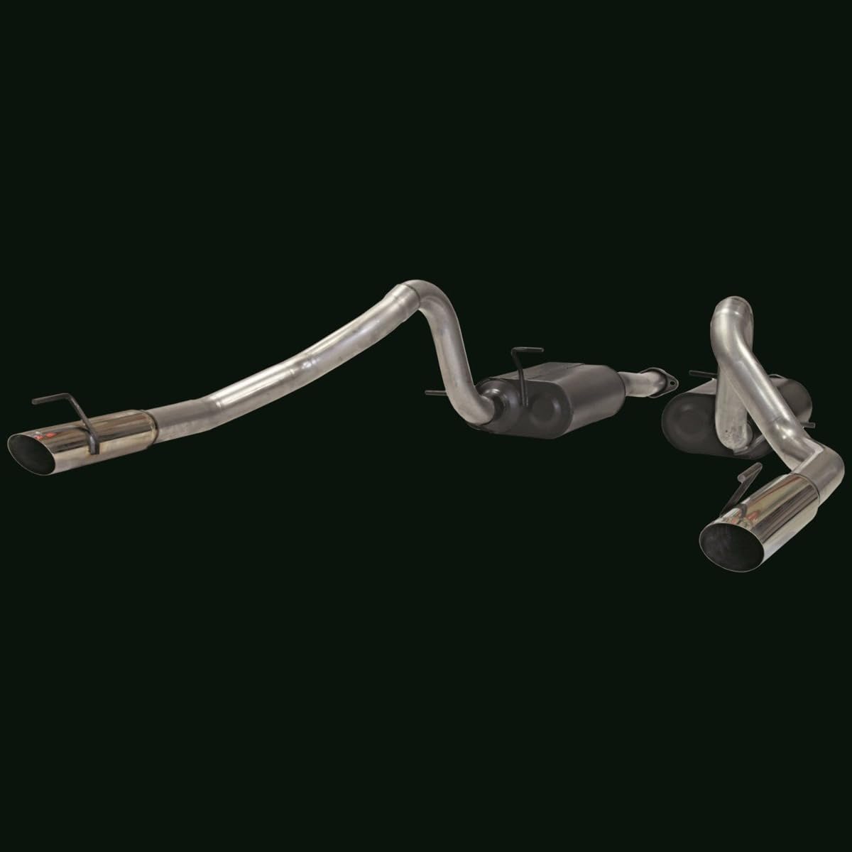 American Thunder Flowmaster 17312 Cat-Back Exhaust Kit 2.5 Inch Aluminized Steel with 3 Inch Polished Stainless Tips Compatible with 1999-2004 Ford Mustang GT, MACH 1 and Bullitt with 4.6L SOHC engine