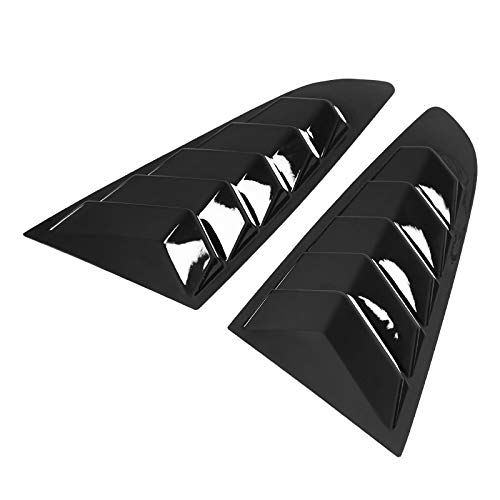 Quarter 1/4 Side Window Louver Cover ABS Glossy Black Compatible with SPEC-D TUNING 2015-2018 Ford Mustang