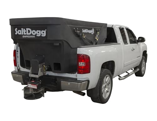 SaltDogg Buyers Products SHPE2000 Commercial Salt & Sand Spreader w/ Electric Drive Hopper, Made In The USA, 2.0 Cu Yds Capacity, Stainless Steel Auger, Medium/Heavy Commercial Salt Spreader