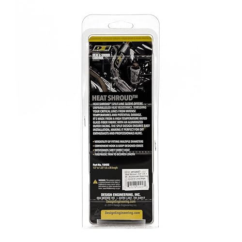 Design Engineering Heat Shroud 1/2" - 3/4" I.D. x 3ft Aluminized Sleeving for Ultimate Hi-Temp Protection (with Closure Hook and Loop)