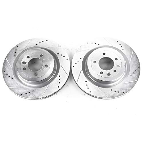 Power Stop EBR1426XPR Rear Brake Rotor Pair Drilled and Slotted For Defender 110, Defender 130, Defender, Discovery, Range Rover, Range Rover Sport [Model Specific]