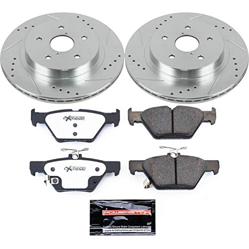 Power Stop K7039-26 Z26 Carbon Fiber Brake Pads with Rear Drilled & Slotted Brake Rotors Kit