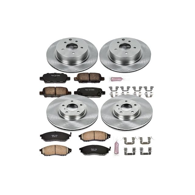Power Stop KOE114 Replacement Brake Kit-OE Front and Rear Brake Rotors & Ceramic Brake Pads For Infiniti EX35 G25X G35 G37X G37 M35 M45 Nissan 350Z 370Z