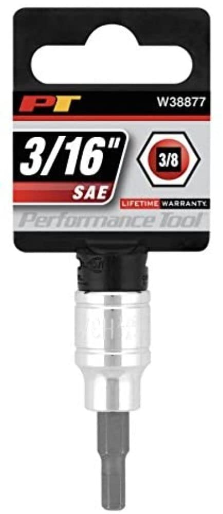 W38877 Performance Tool 3/8-Inch Drive Hex Bit Socket, 3/16