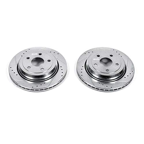 Power Stop AR83077XPR Evolution Rear Drilled & Slotted Rotor Pair For Dodge Durango, Jeep Grand Cherokee, Jeep Grand Cherokee L, Dodge Durango [Model Specific]