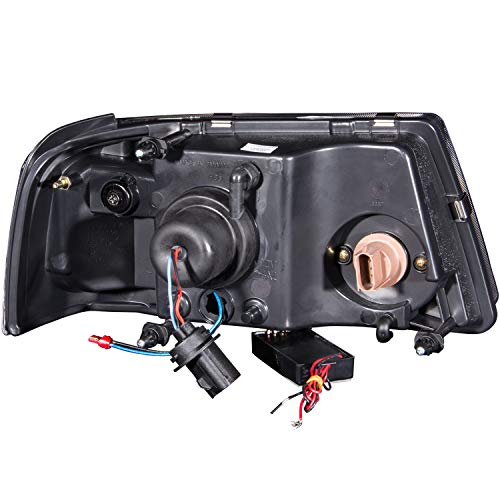 USA ANZO 111152 Ford Ranger 1 Pc. Crystal Black Clear Amber Headlight with Halo Assembly - (Sold in Pairs)