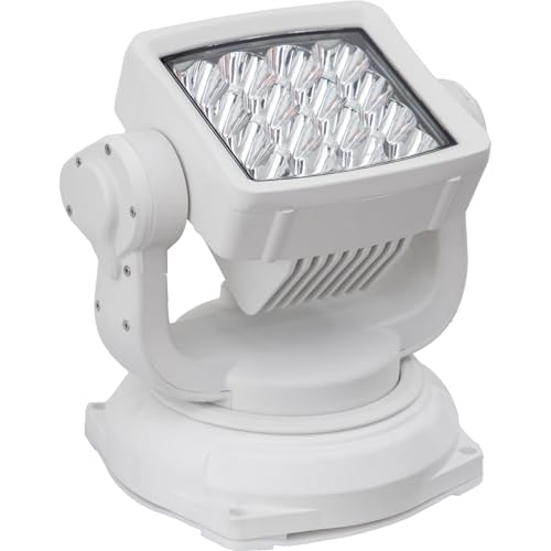 Ultra Bright Buyers Products Rotating Spot Light With Wireless Remote, 16 LEDs, 6,720 Lumens, White Housing, Blunt Cut Connection With Permanent Mount
