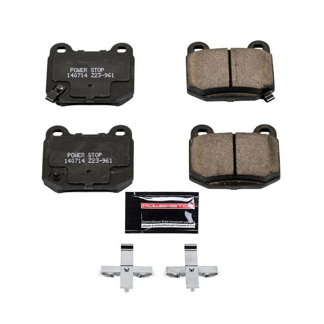 Power Stop Z23-961 Z23 Sport Carbon Fiber Infused Rear Ceramic Brake Pads with Hardware For G35, Lancer, 350Z, BRZ, Impreza, WRX, WRX STI, 86 [Model Specific]