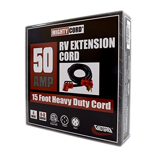 Valterra Mighty Cord® 15-Foot RV 50-Amp Extension Cord, Power Extension Cord, Red