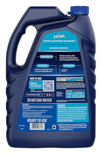 50/50 Prediluted Antifreeze/Coolant PEAK OET Extended Life Blue for Asian Vehicles, 1 Gal.