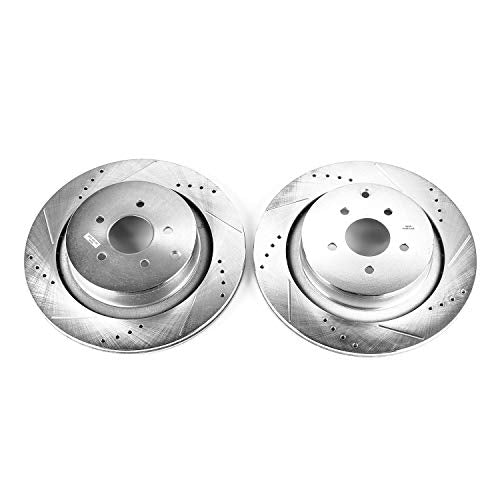 Power Stop Rear JBR1386XPR Drilled & Slotted Rotor Pair For FX50, M35h, M37, M56, Q50, Q60, Q70, Q70L, [Model Specific]