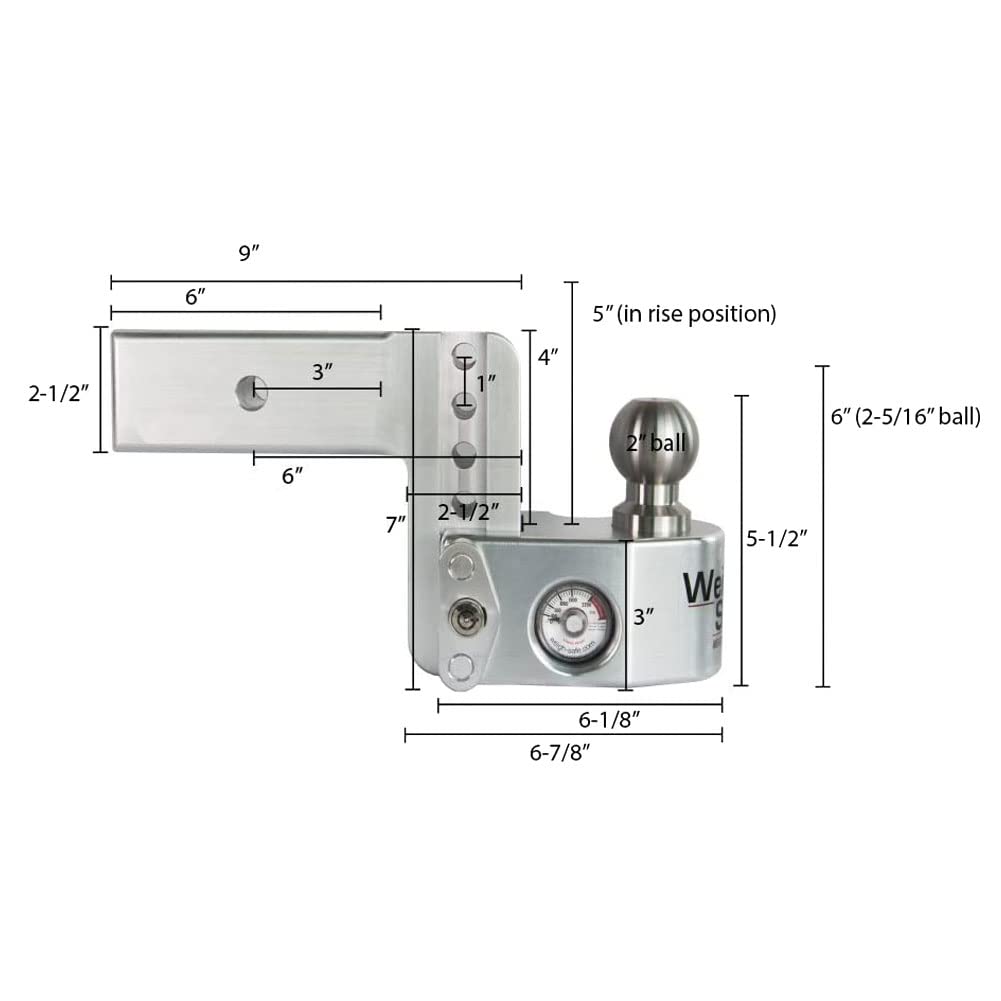 Weigh Safe 4" Drop Hitch WS425KACERBLA, 2.5" Receiver - Adjustable Aluminum Trailer Hitch Ball Mount w/Built-in Scale, 2 Stainless Steel Balls (2"&2-5/16") Keyed Alike Lock Hitch Pin Black CERAKOTE