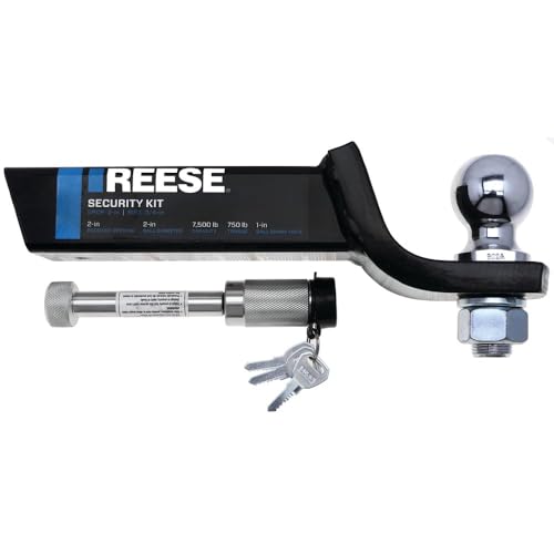 Reese Trailer Hitch Ball Mount Security Kit 21650, Fits 2 Inch Square Receiver, 2 Inch Drop, 0.75 Inch Rise, 7,500 lbs. Capacity, Includes 2 Inch Trailer Hitch Ball and Receiver Lock