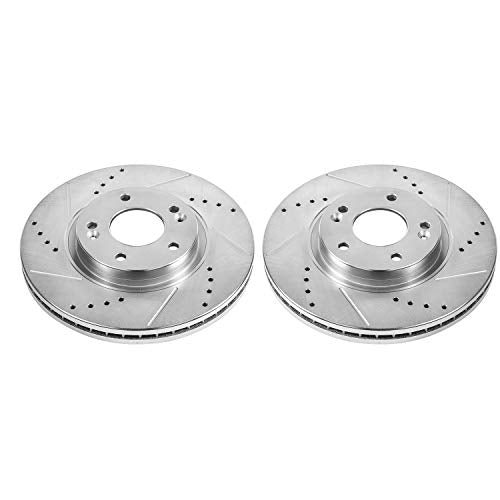 Power Stop Front JBR1533XPR Drilled & Slotted Rotor Pair For Hyundai Santa Fe 2010-2012, Kia Sorento 2011-2013 [Model Specific]