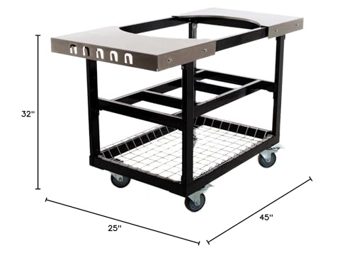 Stainless Primo Metal Cart with Top and Basket for Oval LG and Oval XL