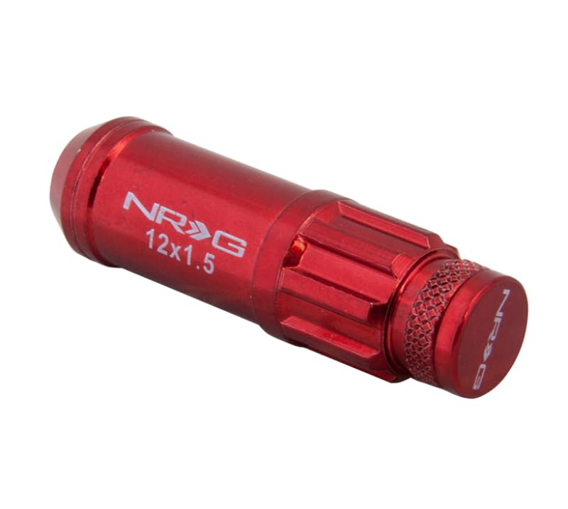 700 Series NRG M12 X 1.5 Steel Lug Nut w/Dust Cap Cover Set 21 Pc w/Locks & Lock Socket - Red