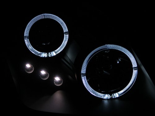 Black Clear AnzoUSA Projector Halo Headlight with LED for Honda Prelude - (Sold in Pairs)
