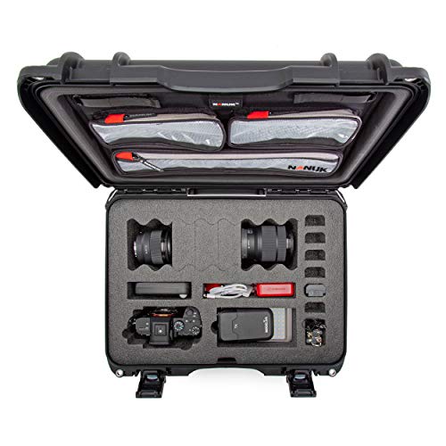 Waterproof Nanuk 925-DSLR1 Carry-on Hard Case with Lid Organizer and Foam Insert for Canon, Nikon - DSLR Body and Lens/Lenses - Black
