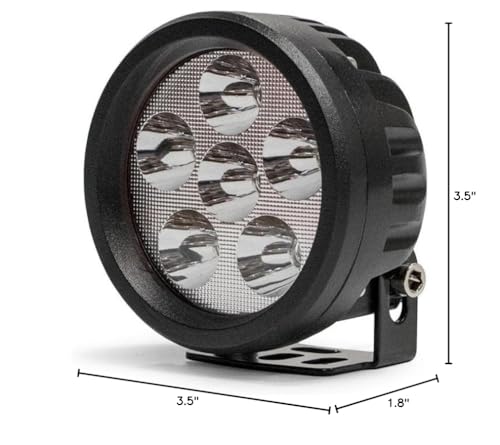 Round 3.5 Inch LED Light | Universal Fitment | Flood Pattern | 1400 Lumens | Pedestal Mount | Sold Individually