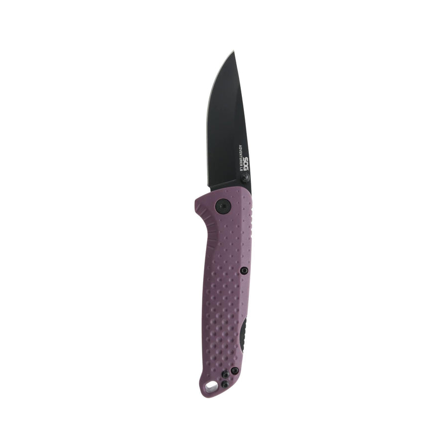 SOG 3" Adventurer LB Lightweight Portable Outdoor Folding Knife | CRYO 5CR15MOV Steel | GRN Handle | Lock-Back Mechanism, Dusk Purple/Black, Blister Pack