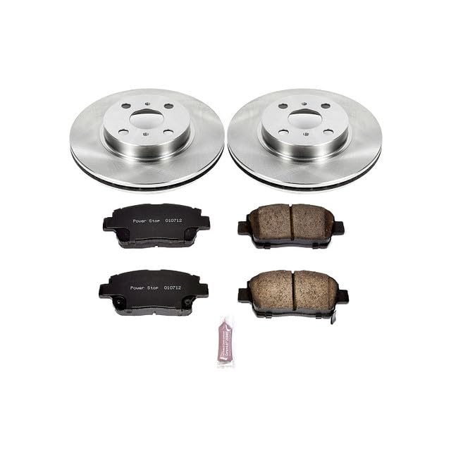 POWERSTOP Autospecialty KOE1153 Front Replacement Brake Kit-OE Brake Rotors & Ceramic Brake Pads For Toyota Prius 2001-2003 [Model Specific]