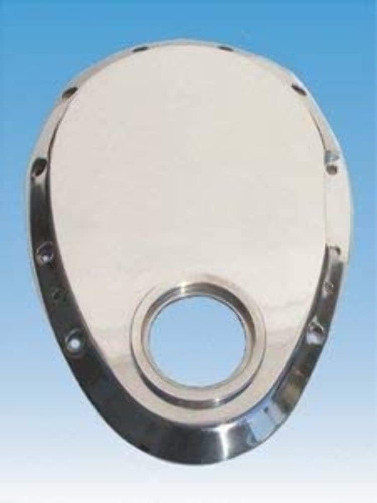 Polished Aluminum Timing Cover Milodon 14810 with Big Block Snout for Small Block Chevy