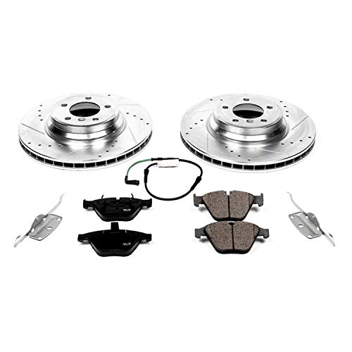 Power Stop K6159 Z23 Carbon Fiber Brake Pads with Drilled & Slotted Brake Rotors Kit Front