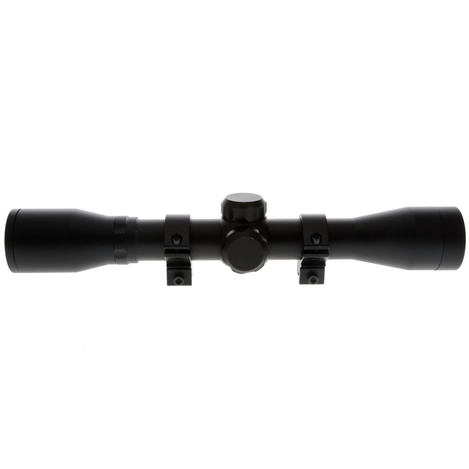 BUCKLINE TRUGLO Tactical Hunting Shooting Durable Waterproof Fogproof 1" Aluminum Tube Riflescope with 3/8" Rimfire Dovetail Mount Rings & Elastic Lens Covers Included, 4 x 32mm, Duplex Reticle