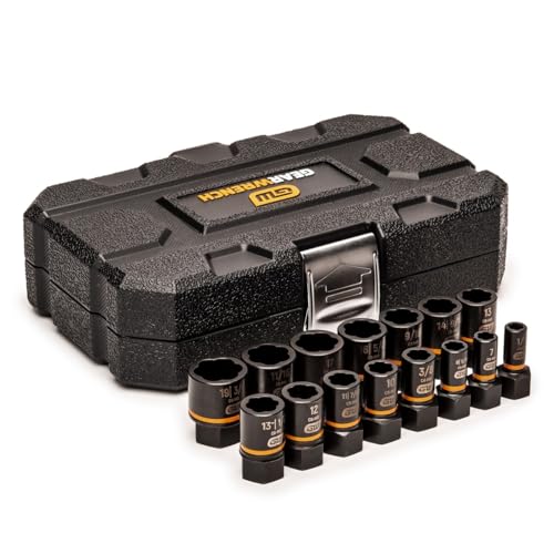 15 Pc. GEARWRENCH 1/4" & 3/8" Drive Bolt Biter™ Impact Extraction Socket Set - 84783
