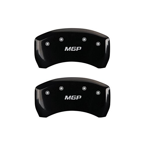 Caliper Covers MGP 23222SMGPBK (Black Powder Coat Finish, Engraved Front and Rear: MGP, Silver Characters, Set of 4)