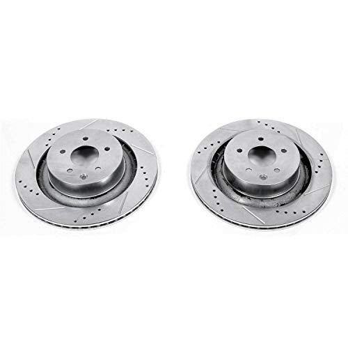 Power Stop Rear JBR1341XPR Drilled & Slotted Evolution Rotor Pair For INFINITI G37 2008-2013, INFINITI Q60 2014-2016, Nissan 370Z 2009-2019, Nissan Z 2023-2024 [Model Specific]