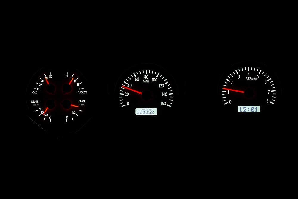 Dakota Digital VHX System-Silver Alloy Style Face Compatible with 1968 Pontiac GTO w/White Display