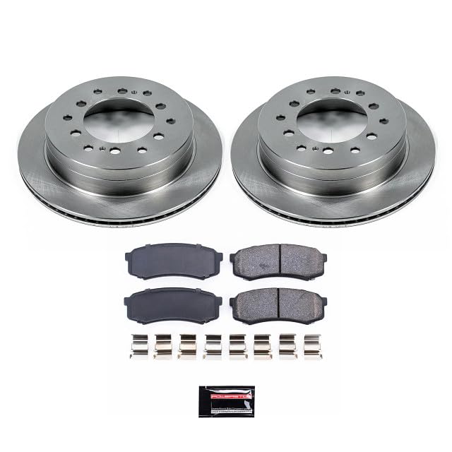 POWERSTOP Autospecialty KOE2405 Rear Replacement Brake Kit-OE Brake Rotors & Ceramic Brake Pads For Lexus GX470 Toyota 4Runner FJ Cruiser Sequoia 6 Lug