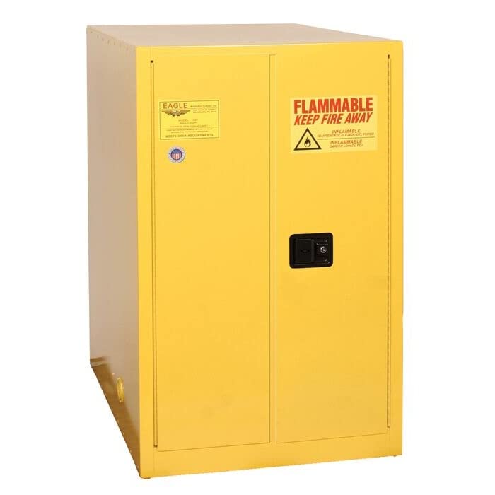 1 Drum, 55 Gallon, Horizontal, 2 Door, Self Close, Safety Cabinet, Yellow - 2810X