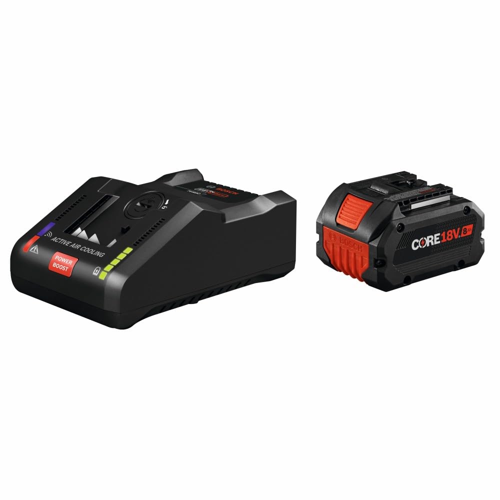 BOSCH 18V Starter Kit GXS18V-16N14 with (1) CORE18V® 8 Ah High Power Battery and (1) 18V 16 Amp Battery Turbo Charger