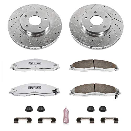 Power Stop K1547-26 Z26 Carbon Fiber Brake Pads with Drilled & Slotted Brake Rotors Kit For Chevrolet Camaro 1998-2002, Pontiac Firebird 1998-2002 [Model Specific]
