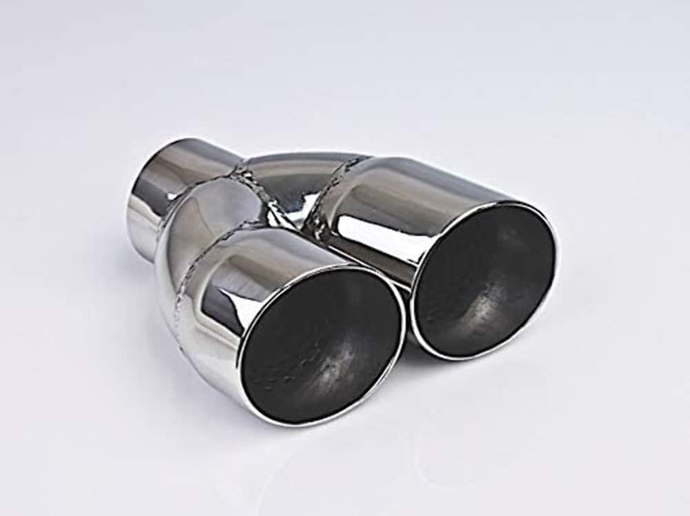 DIFFERENT TRENDS Dt-24102ds 2.50in Dual Resonated Sideway Ss Exhaust Tip 2.25in Id / 2.50inx5.63in Od