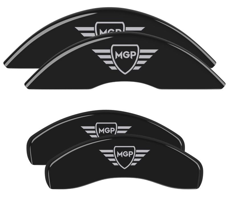 MGP 10252SMGPBK Caliper Covers Black Powder Coat Finish, Silver Characters, Set of 4