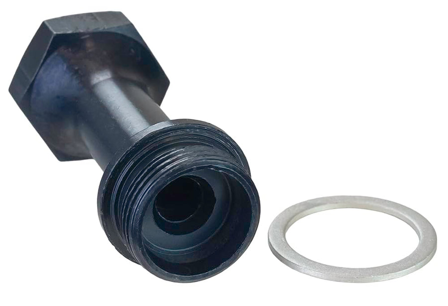 65148 Moroso Carburetor Fuel Inlet Fitting, 6AN x 7/8-20, 3" Long, Black Anodize