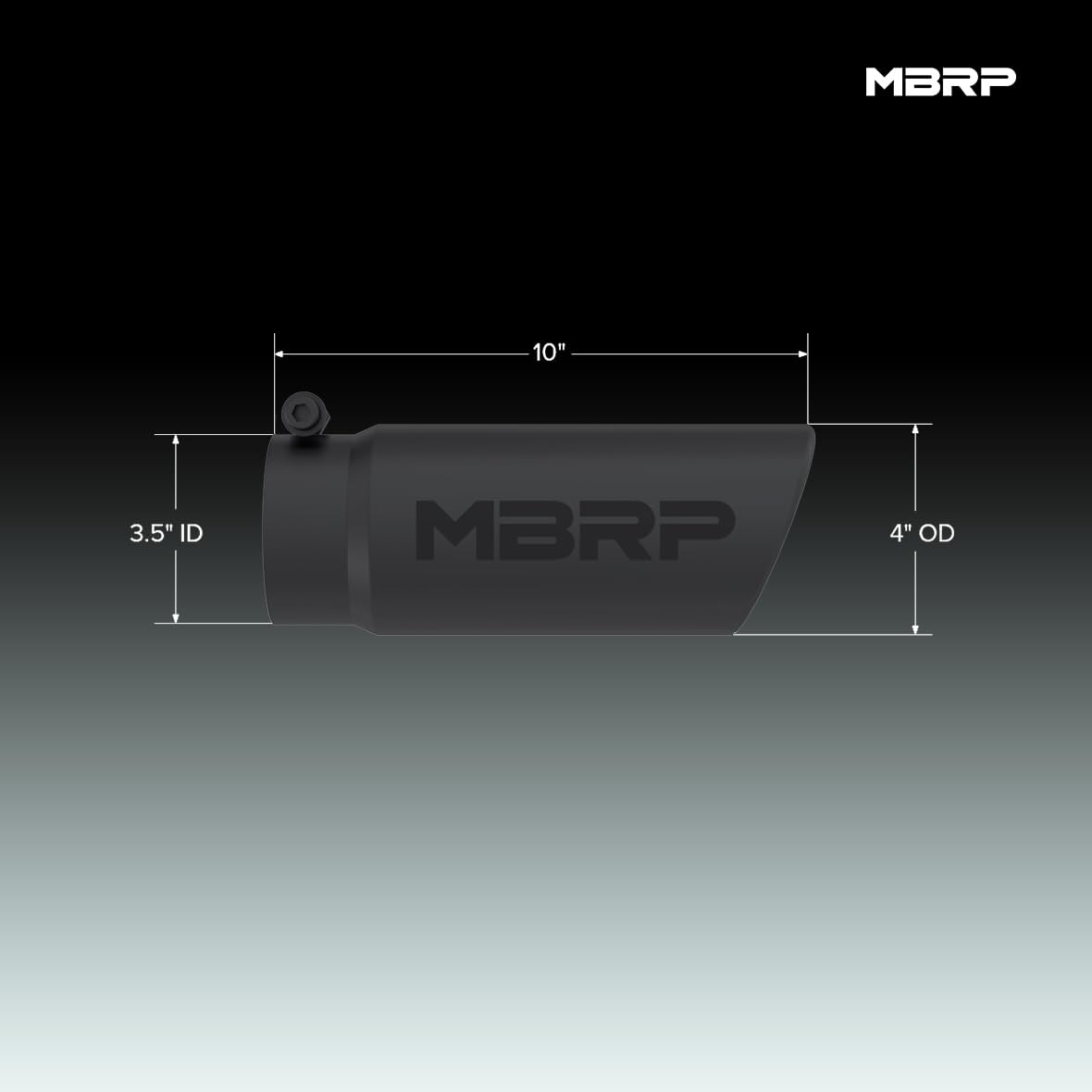 MBRP 4 O.D. Universal Tip Angled Rolled End 3.5 inlet 10 length- Black Finish