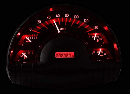 49 50 Oldsmobile Dakota Digital VHX Analog Dash Gauge System Cluster Silver Alloy Red VHX-49O-S-R