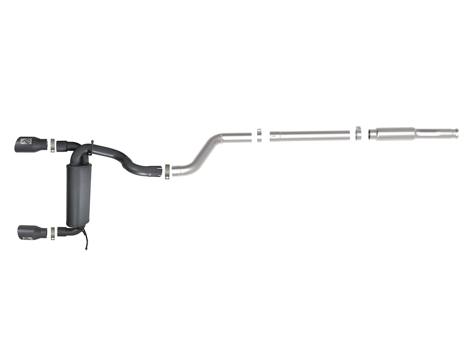 Rebel Series aFe Power 49-48096-B 3 IN to 2-1/2 IN 409 Stainless Steel Cat-Back Exhaust w/Black Tip, fits Jeep Wrangler (JL) 18-21 L4-2.0L (t)