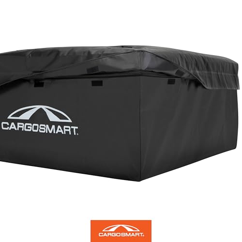 CargoSmart Soft Sided Car Top Cargo Bag, 38”x38”x18” – Adds up to 15 Cubic Feet of Storage – Mounts Easily to Vehicle’s Roof Rack or Roof Top Basket – Heavy-Duty Vinyl, Black